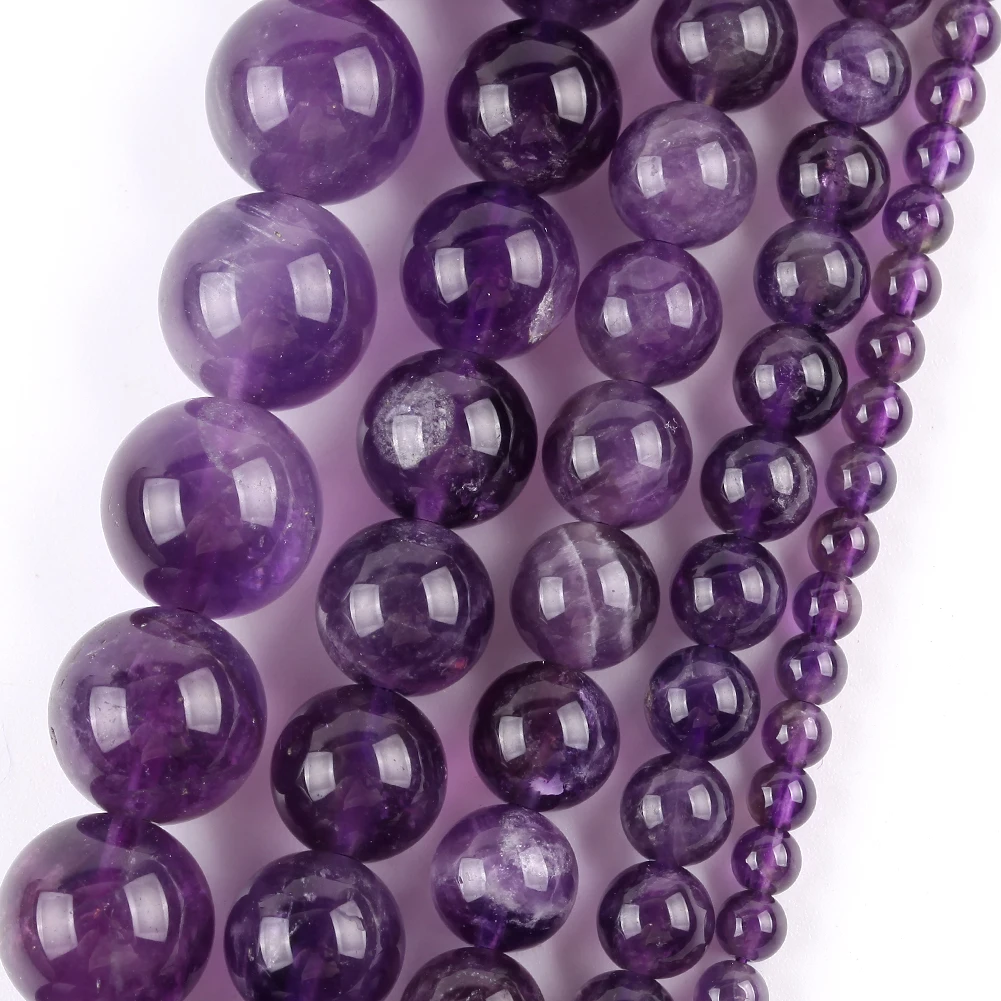 4/6/8/10/12mm Natural Amethyst Gemstone Beads Round Loose Spacer Stone Beads Handmade Jewelry Findings Diy Bracelets Accessories