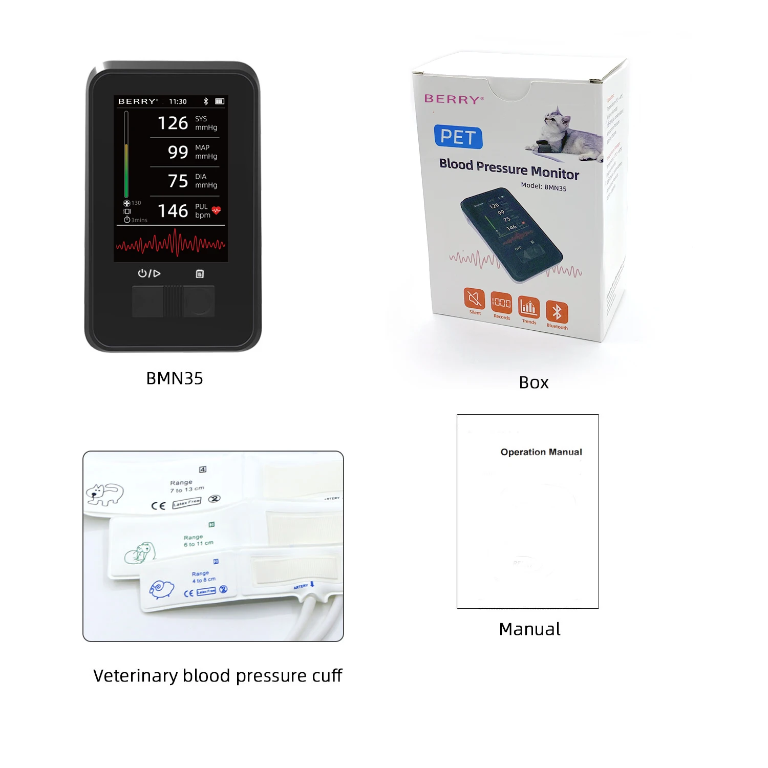 BERRY Veterinary NIBP monitor PETS Hand-held electronic blood pressure monitor VET BP MONITOR