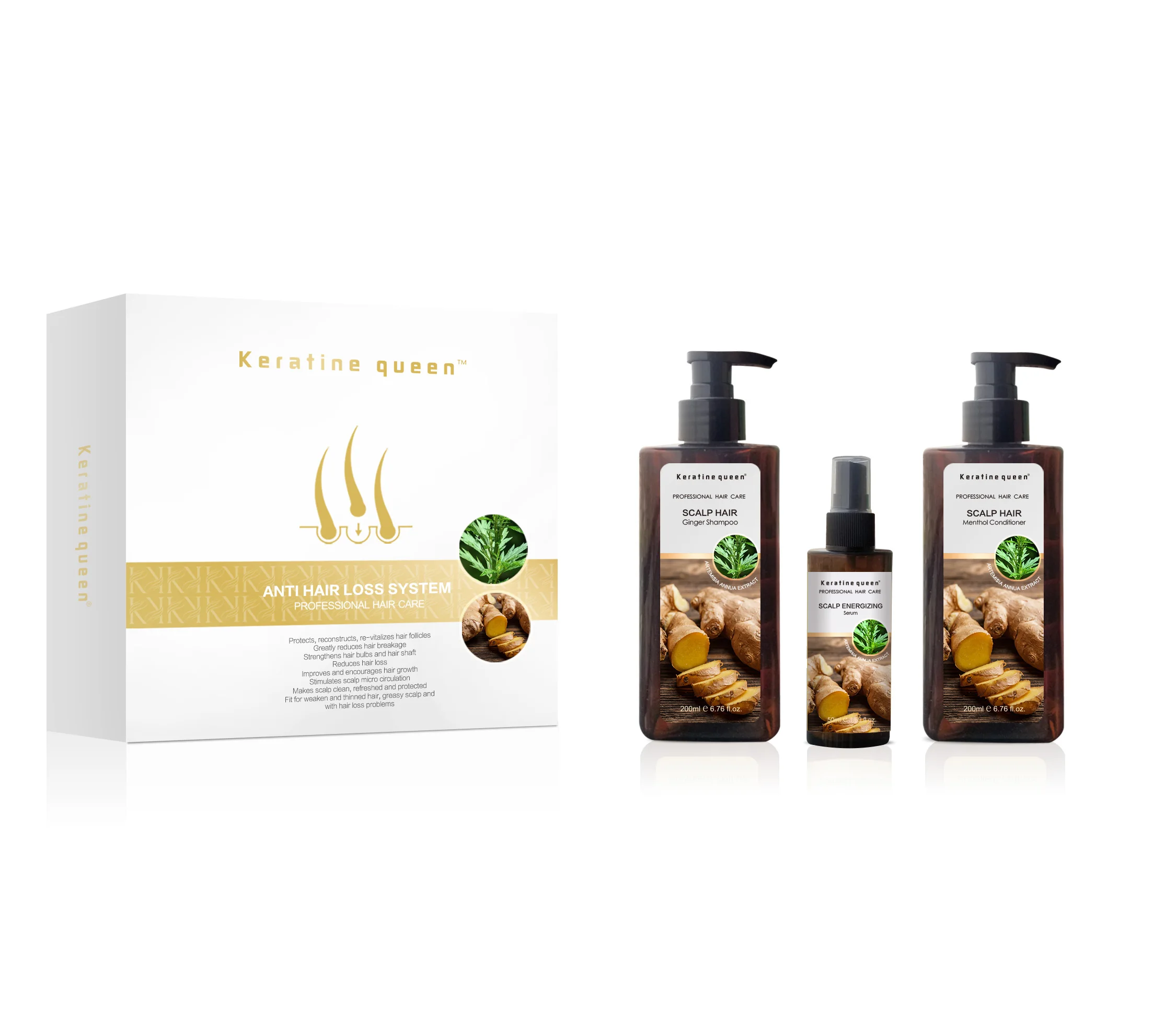 Magic Effect Ginger Essence Hair Treatment Product With Energizing Serum Anti Hair Loss Organic Hair Growth Shampoo