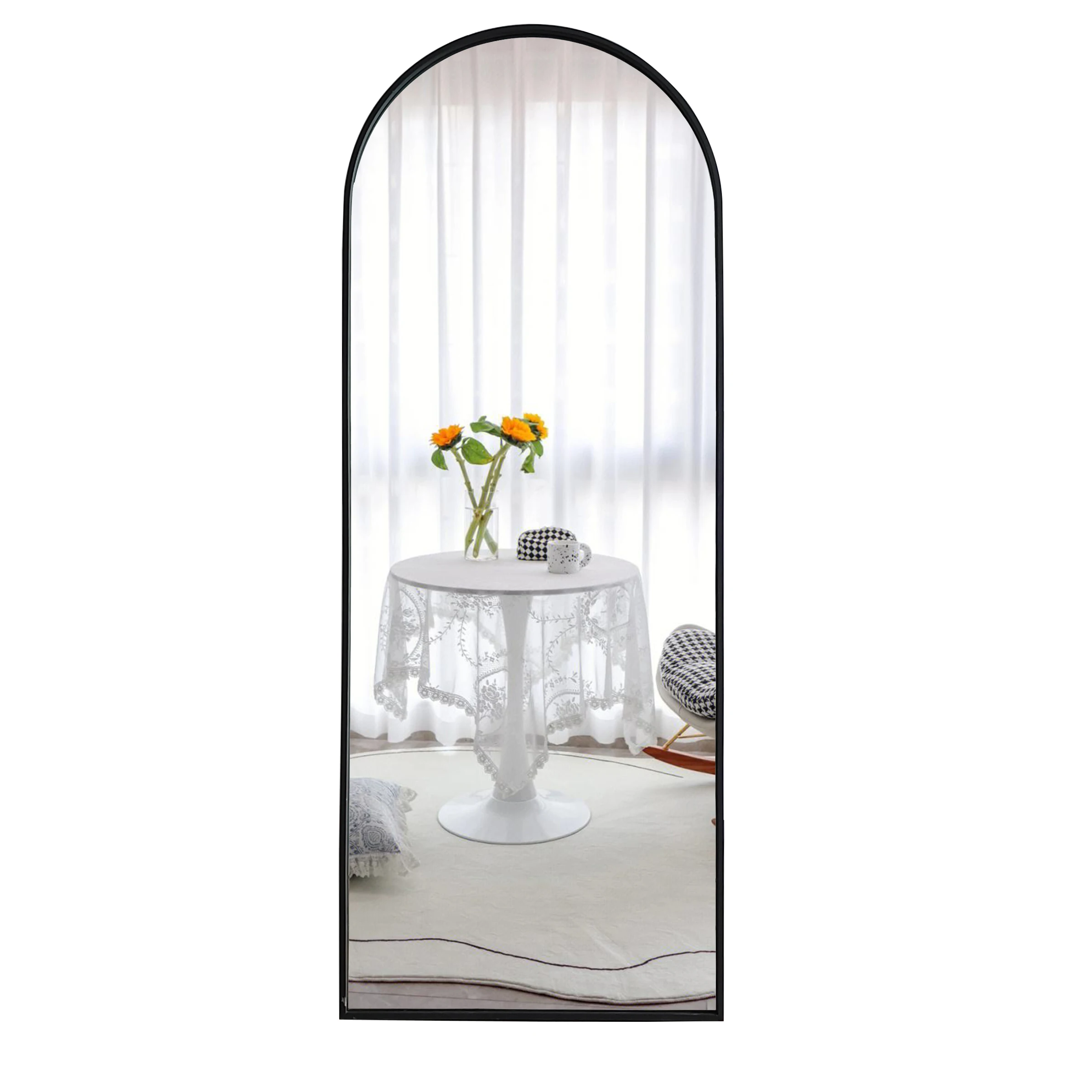 wholesale large arch standing floor mirror luxury metal frame decorative full body miroir custom large black mirror luxury decor