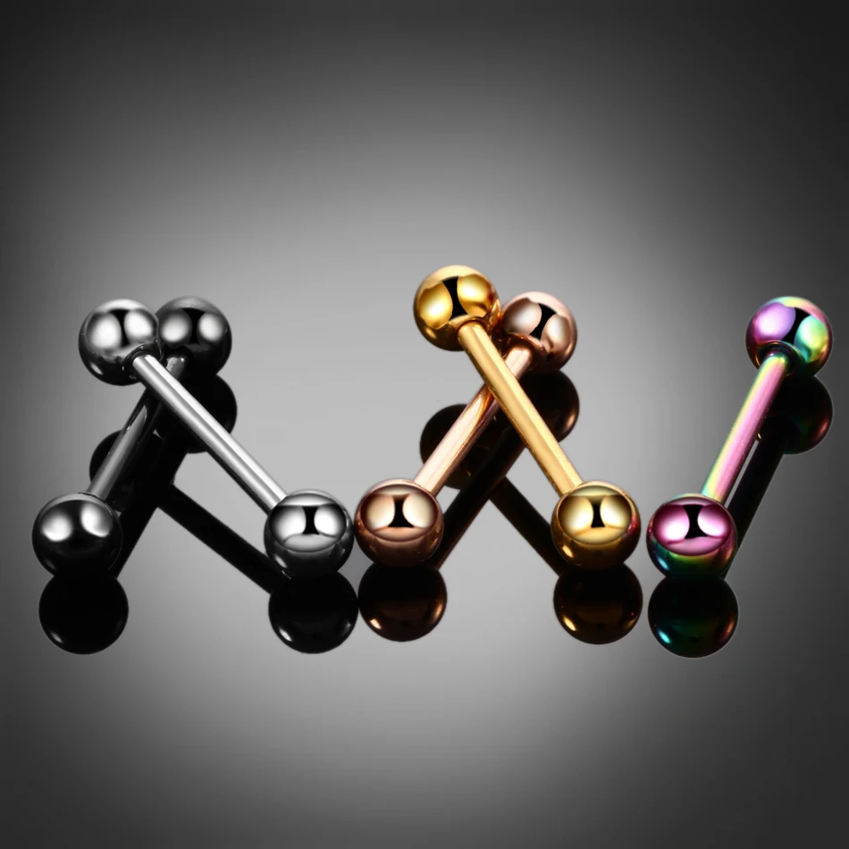 14G Titanium Tongue Bars Piercing 5mm Balls Barbell Nipple Ring Tongue Piercing Nipple Piercing Body Jewelry