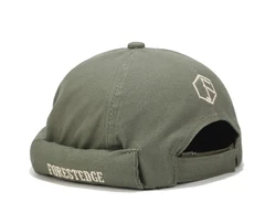 Free shipping custom logo skull  brimless caps instock wholesale denim cotton docker sailor hat soft woven brimless cap