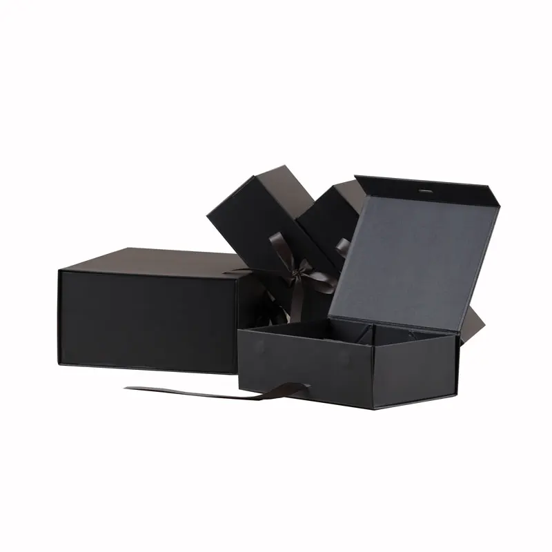 custom logo paper gift boxes for packaging clothes with ribbon