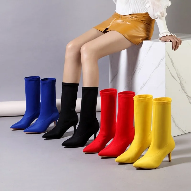 Ladies Wholesale Dress Comfortable Shoes New Style High Quality Ankle Suede Fashion Thin High Heel Sexy Boots for Women Girl