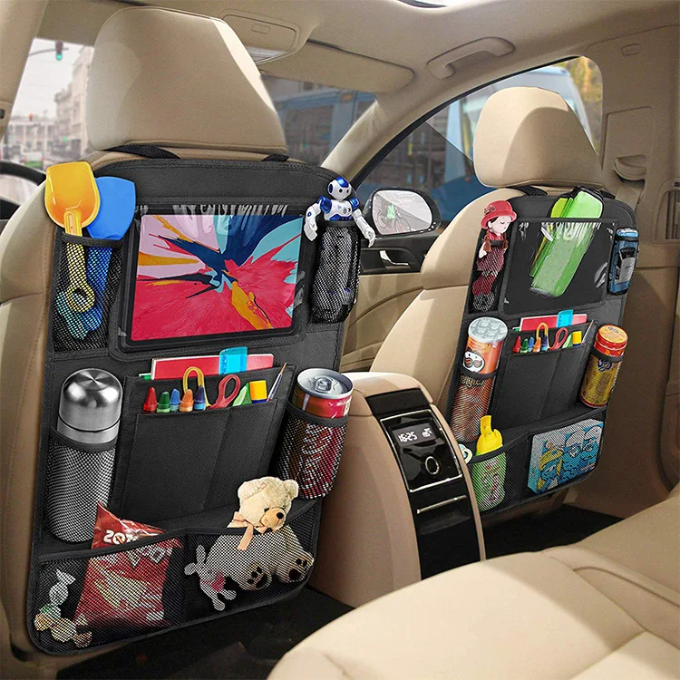 Backseat Car Organizer Kick Mats Back Seat Protector with Touch Screen Tablet Holder Back Seat Organizer for Kids