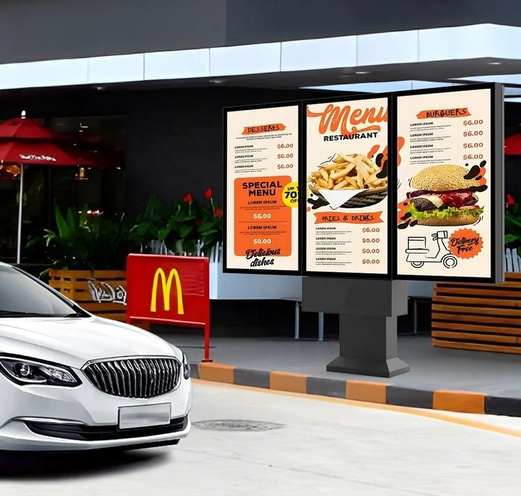 Outdoor Ip66 Waterproof Digital Menu Boards With Single  Dual  Three Lcd Screen Electronic Signs Prices For Drive Thru Menu