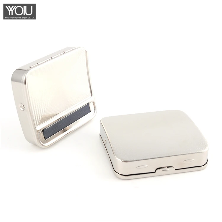 
TOBACCO stainless steel manual cigarette maker 78mm silver square pattern metal cigarette case 