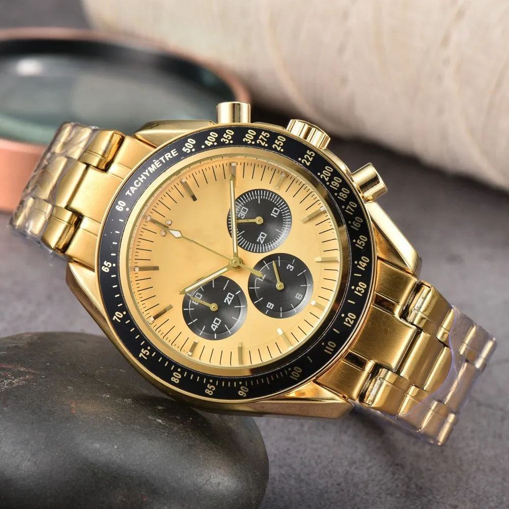 Luxury Men Watches Steel Strap Date Chronograph Quartz Daily Waterproof High Quality Clocks
