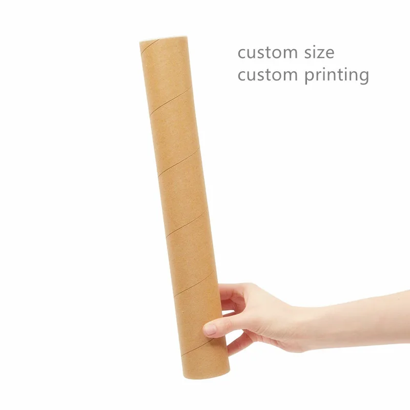 Logo Printed Custom Heavy Duty Kraft Mailing Tubes,Cardboard Shipping Tubes With Cardboard End Cap