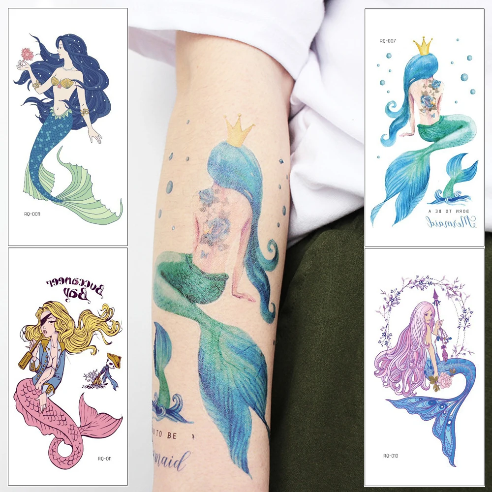
Waterproof Fantasy Mermaid Tattoo Sticker Goddess Mermaid Flower Arm Tattoo Sticker Personality Temporary Tattoo Sticker RQ 