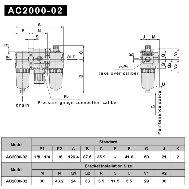 AC Series 2000-02 5000-10 F.R.L Combination Air Source Treatment Unit Air Compressor Filter Pressure Regulator Lubricator