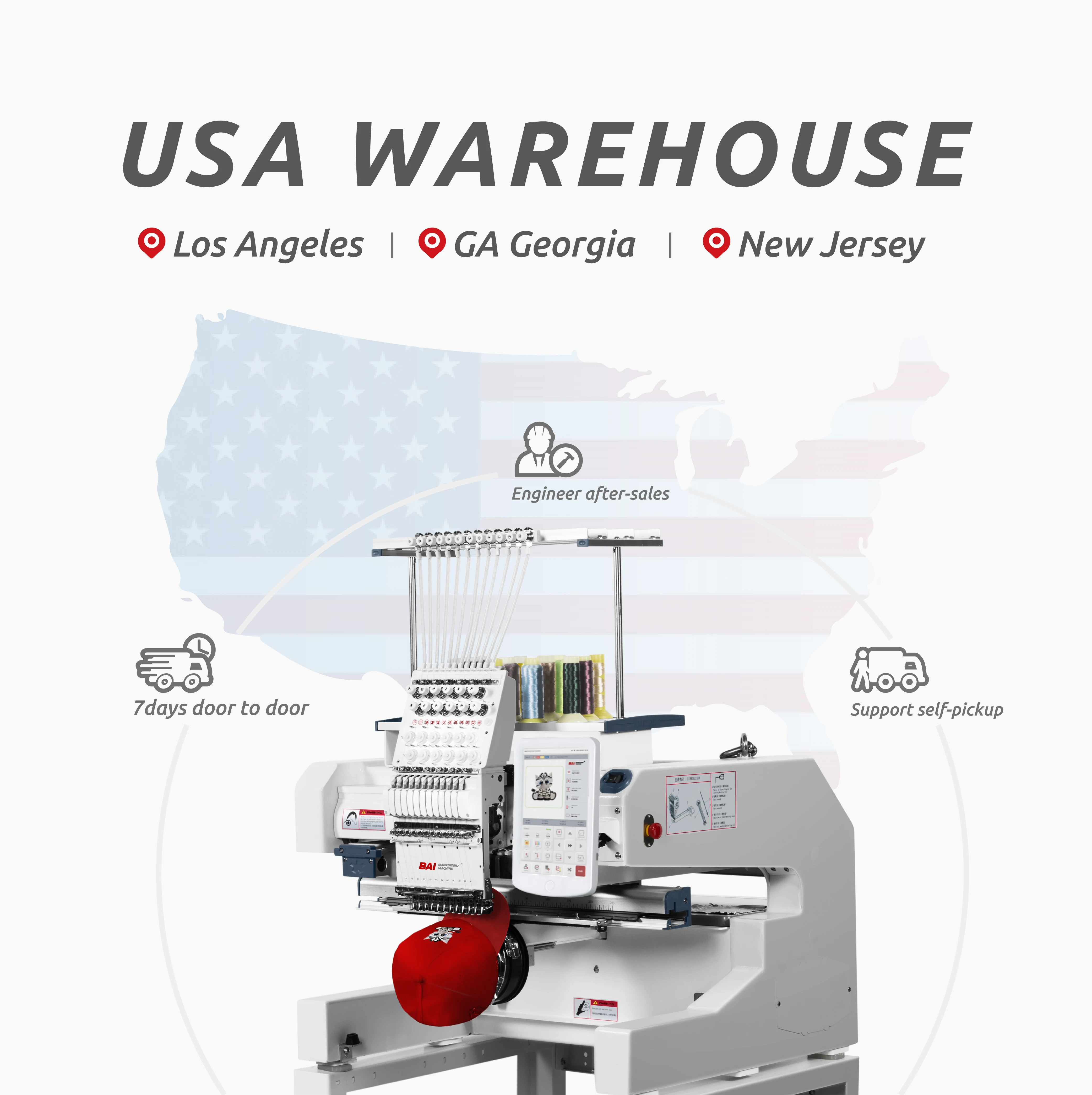 BAI single head automatic multi needles custom t-shirt jersey logo patch embroidery machine