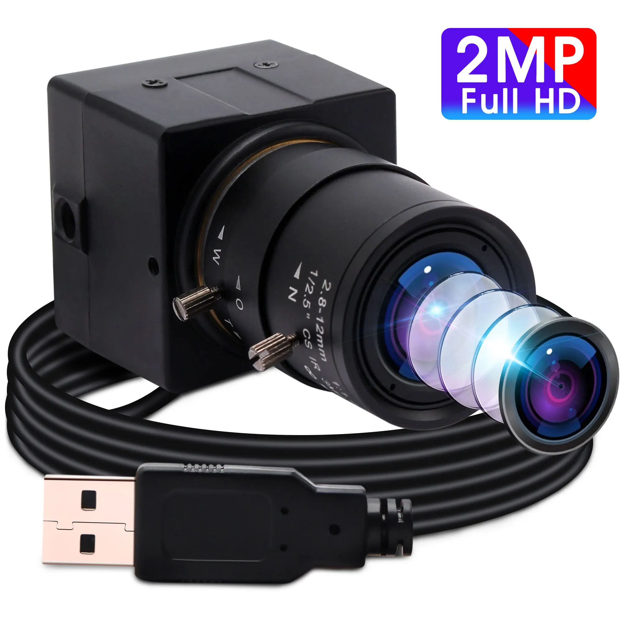 USB-веб-камера ELP Full Hd 1080P варифокальная CMOS OV2710 30fps 60fps 100fps промышленная Usb-видеокамера UVC для ПК компьютера