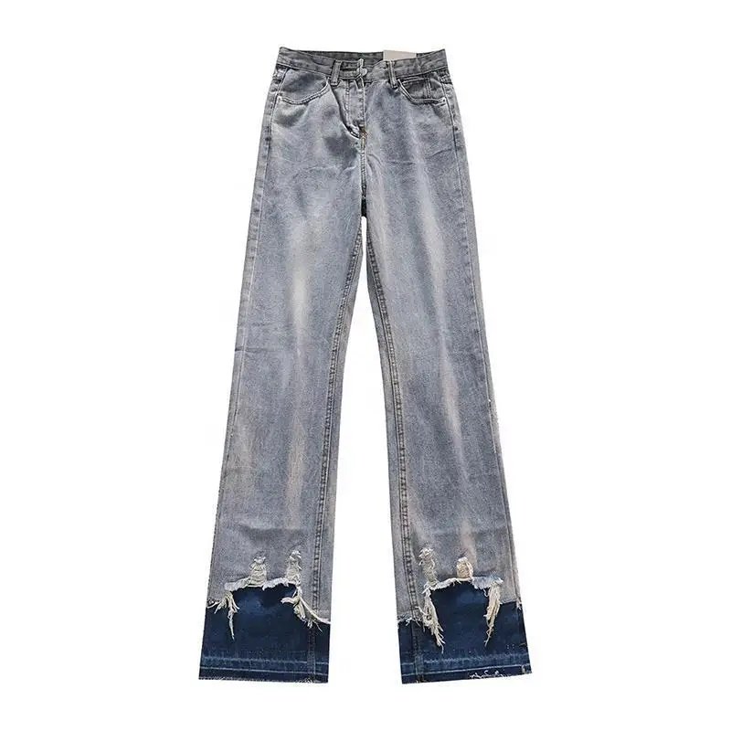 2023 new factory multi button high waist slim stretch large size small foot high quality plus size womens jeans for women