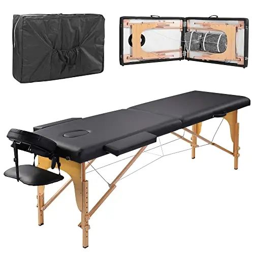Professional Portable Lightweight Adjustable Height Spa Salon Tattoo Esthetician Lash Bed Massage Table Bed With Carrying Case
