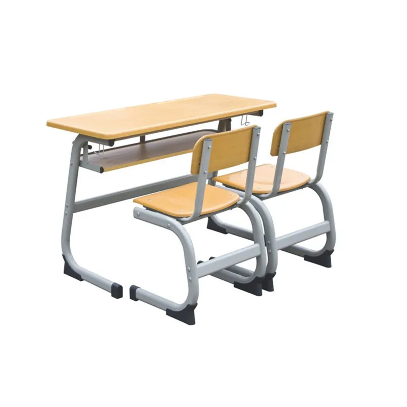 Fixed moulded board double student desk and chair factory price
