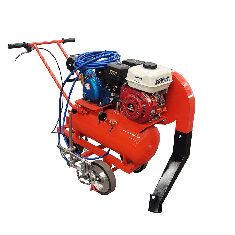 Hand push base oil spraying machine with blower before marking signs
