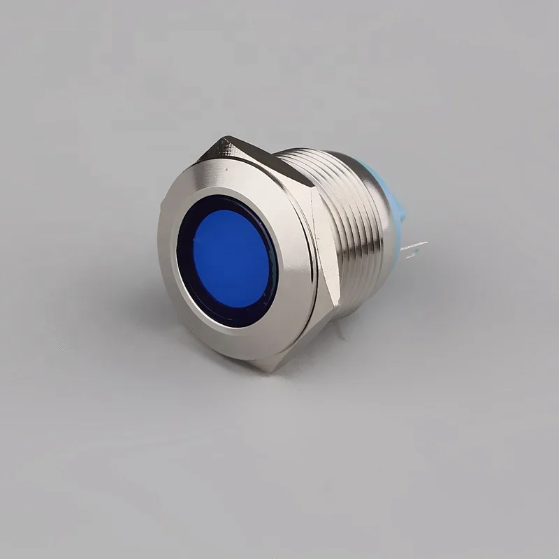19mm Waterproof IP67 Solder Terminal Metal Indicator Lamp LED Base with Reliable Signaling Lamp for 12V or 24V Equipment