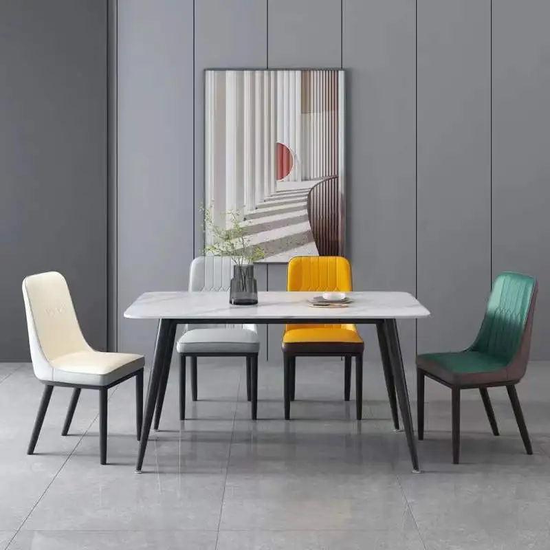 2022 hot selling four-person slate dining table rectangular home light luxury modern dining table and chairs