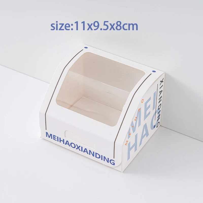 custom white logo mini small folding Paper cake box packaging for cookie and cake gift box cardboard cake box with PVC window