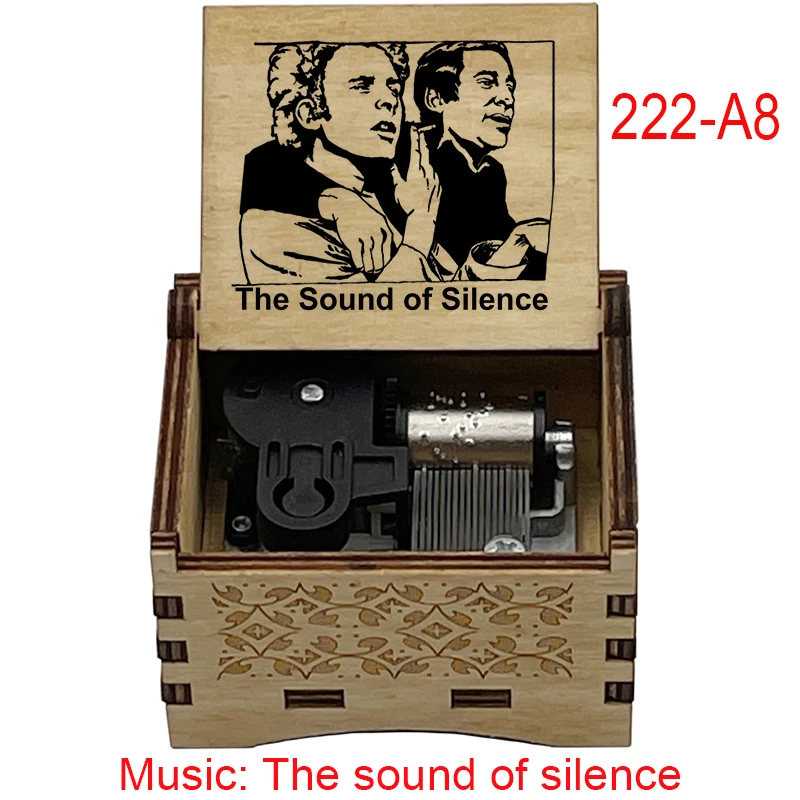 Sound of Silence Wooden Music Box 18 Note Wind Up Musical Movement Special Cute Wooden Gift for Friends Birthday