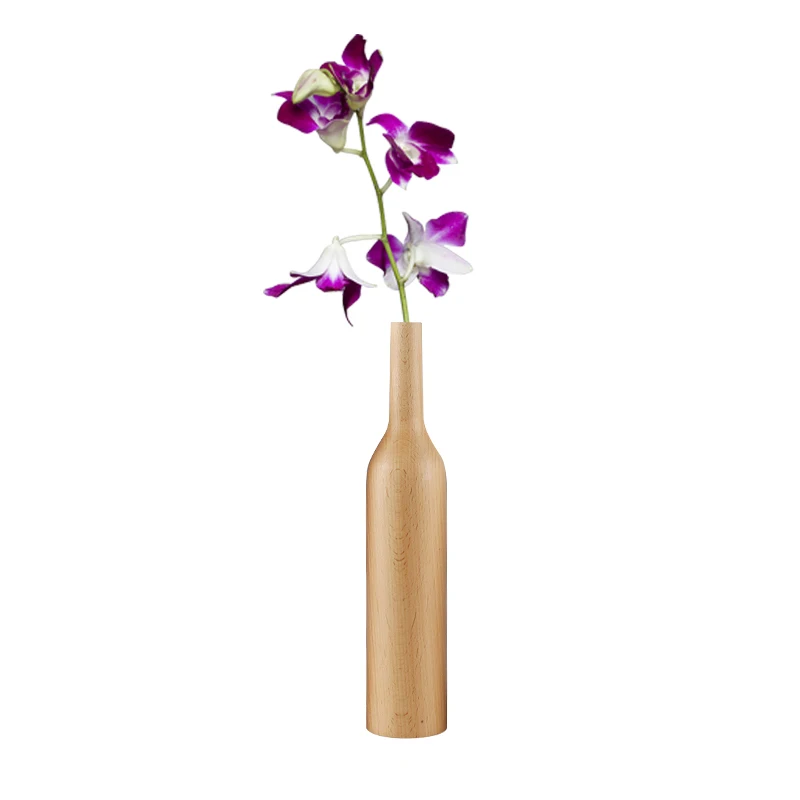 Natural Wooden Flower Vases Bamboo Shape Home Decoration Table Centerpiece Ideal Gift Decor Wood Vase