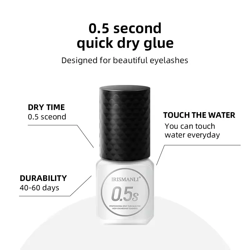 IRISMANLI 0.5s Individual Eyelash Extensions Glue Fast Drying Eye Lash Glue Waterproof Private Label Extension Glue