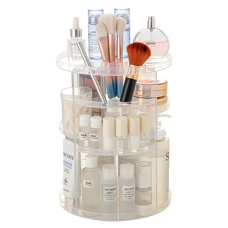 Spinning Cosmetic Rack 360 Degree Rotation Makeup Organizer Adjustable Display Stand  Rotating Cosmetic Storage Box