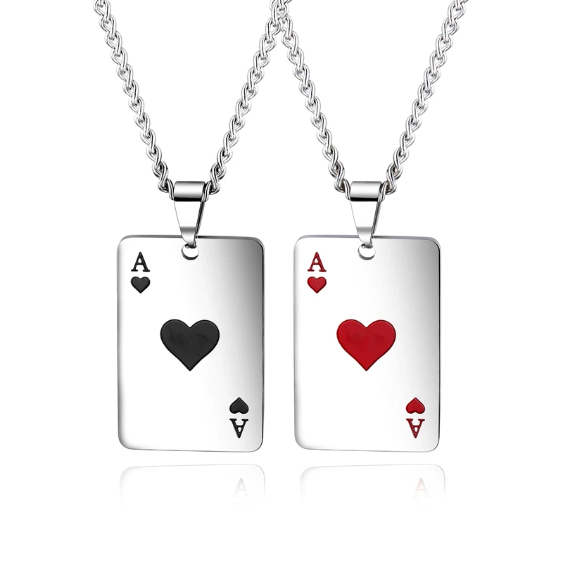 Initial Custom Playing Card A Spades Queen of Hearts Pendant Necklace Chain Necklace Designed Necklace Jewelries 2021 Trendy