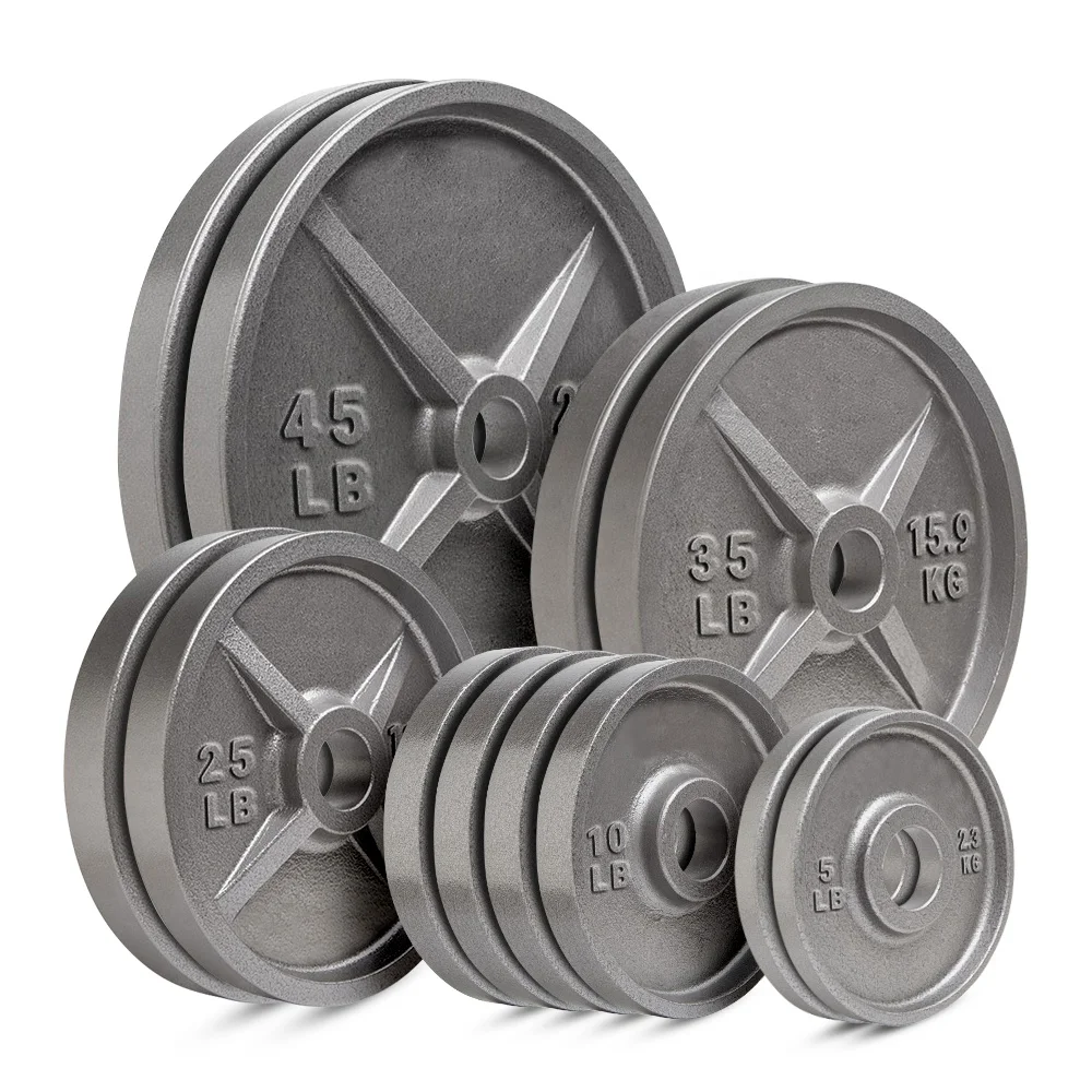 Прямая поставка с завода оборудование для тренажерного зала тяжелая атлетика 45 фунтов стандартные чугунные тяговые пластины