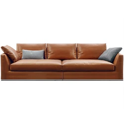China Manufacturers Northern Europe Soft Simple PU Upholstered Hotel Floor Leather Sofa