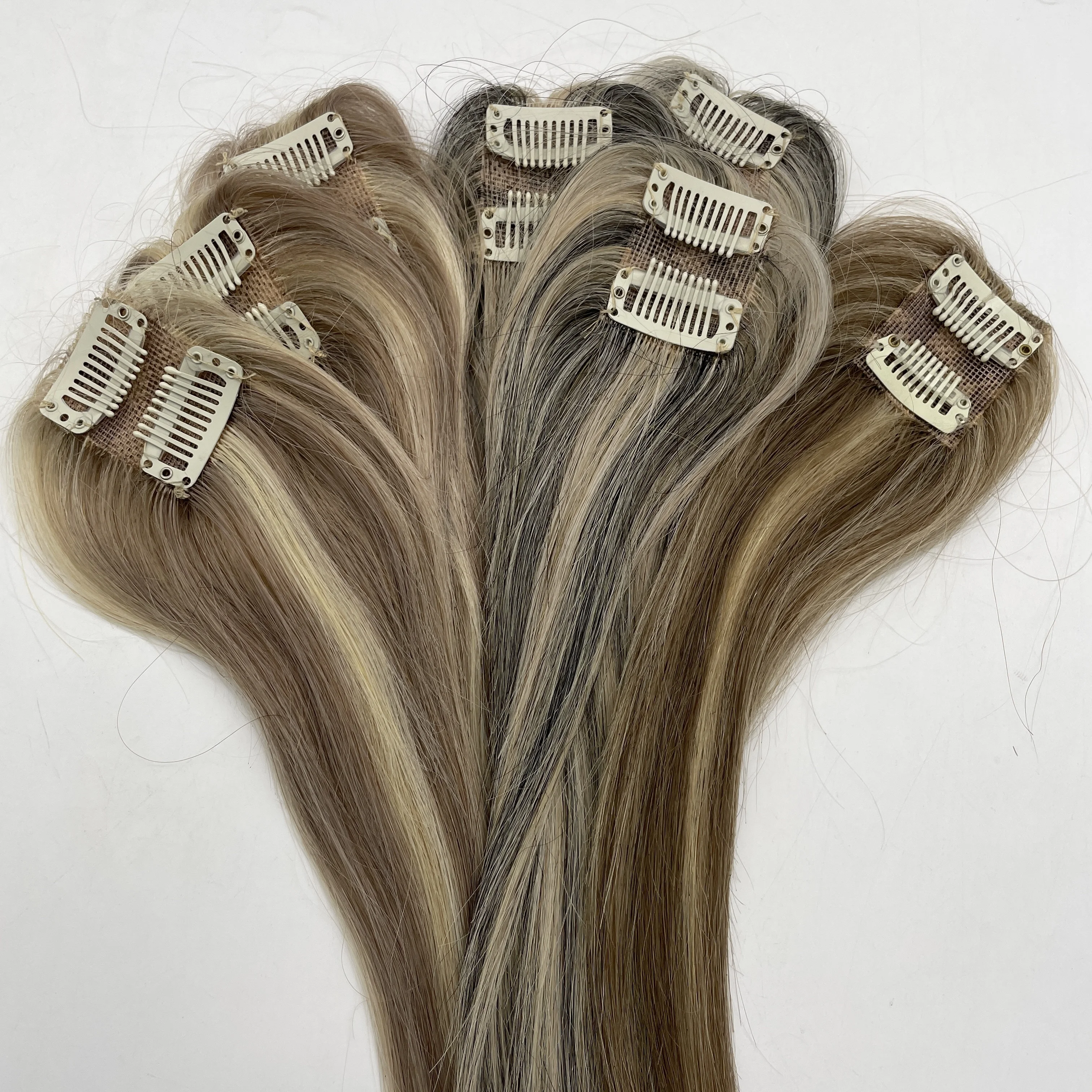 ash brown blonde highlight color human hair fringe for women hair loss natural invisible hair bangs seamless fillers