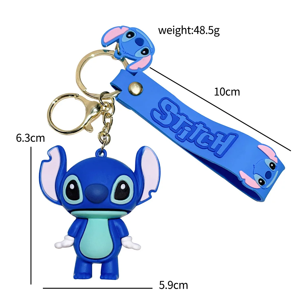 Creative Cartoon lilo Pendant Keychain Cute Couple Soft Rubber Doll Alloy Light Keychain Small Gift Wholesale