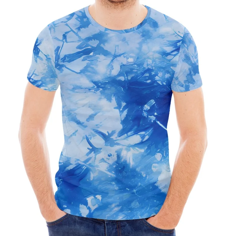 Fashion Clothes Mens T Shirts With Custom Pattern Polyester T-Shirt Customize Tie Dye Camouflage Dropshipping Clothes For Adult