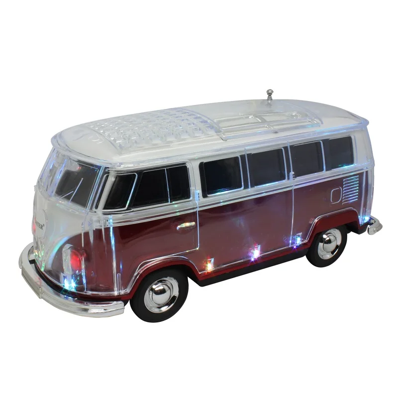 Unique Electronic Promotional Gift Bus Shaped Speaker Wireless Blue tooth LED Radio Speaker with TF USB FM AUX MP3 Player