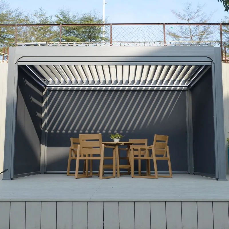 Outdoor All Season Electric Shutter Aluminium Pergola Canopy Garden Pavilion Aluminium Gazebo Outdoor Louvre  Motorized Pergola