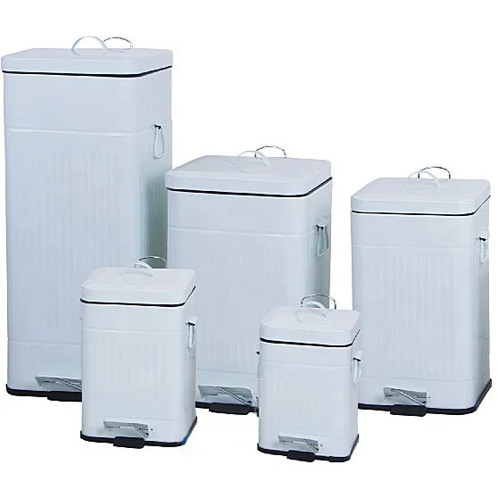 Galvanized Outdoor Waste Bin 12L-64L Round Trash Can With Lid Customized Metal Kitchen Bin