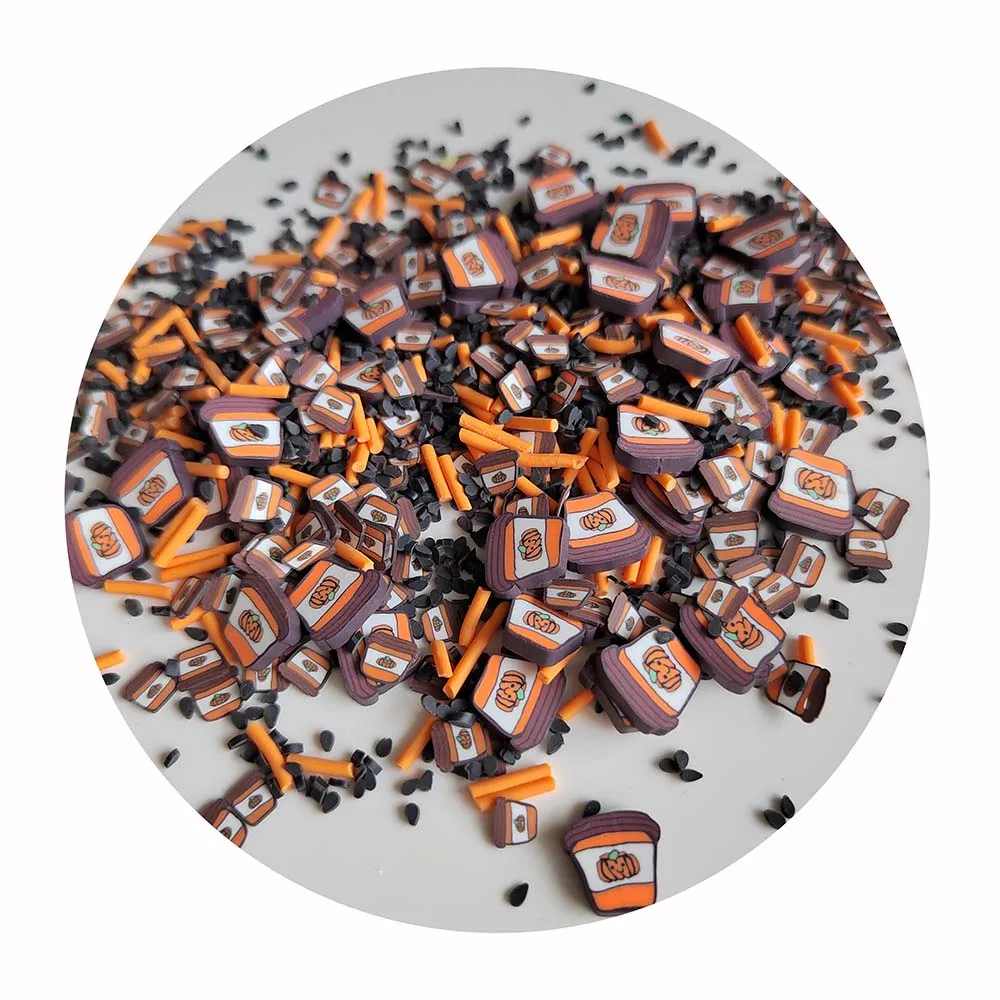 Hot Selling DIY Slime Supplies Filler Craft Christmas Coffee Cup Black Sesame Long Orange Candy Sprinkles Mixture Clay Slices