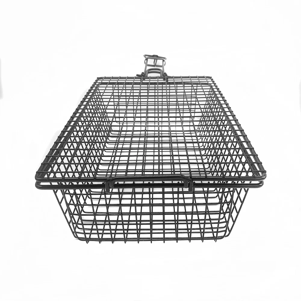 Non Stick BBQ Grilling Basket with Hanging Hook, Vegetables Meat Grilling Basket for BBQ Pit Barrel Use Charcoal Smoker Grill