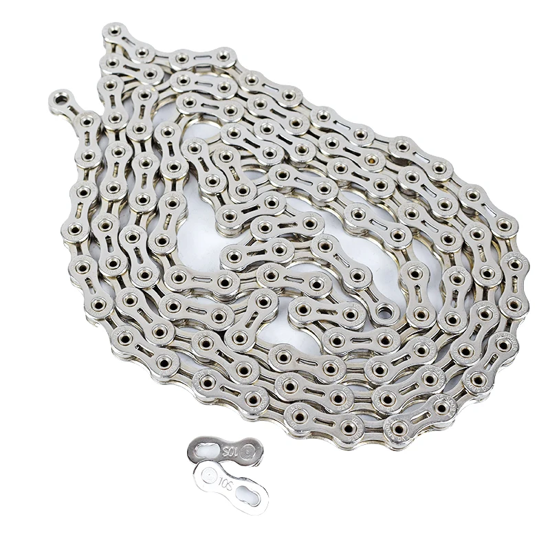 
VG Sports Ultralight 9 Speed Bicycle Chain Bike Chain Full Hollow 116L Silver MTB Mountain Road Bike Chains 
