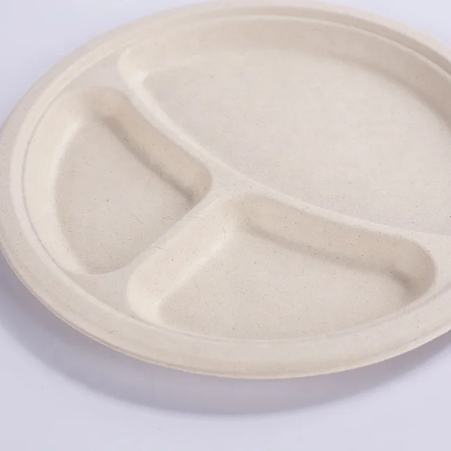 disposable sugarcane pulp plate 5 section plate