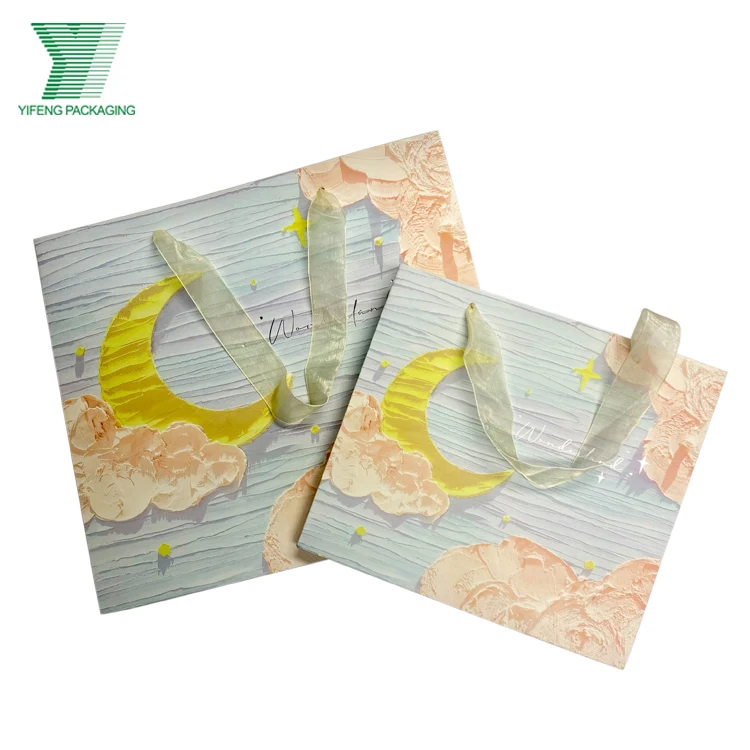 Custom Logo Printed Luxury Paper Bags Jewelry Packaging Gift Beautiful Shopping Bag With Ribbon Close