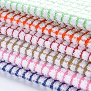 Grid pattern Cotton yarn blend dish wash rags Absorbent remove oil stains Cleaning Cloth Kitchen Towel