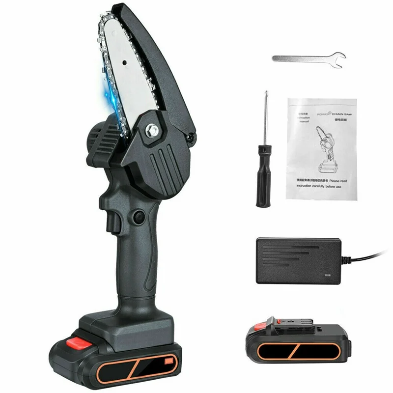 550w Mini Electric Chain Saw One-hand Woodworking Lithium Battery Pruning Chainsaw Wood Cutter Cordless Garden Rechargeable Tool