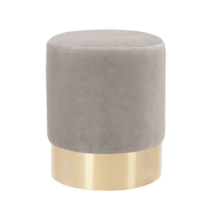 wholesale sofa velvet italian design sofa foot stool ottoman gold stool round