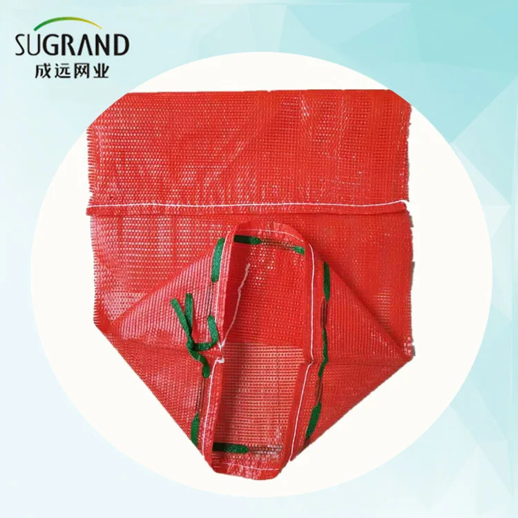 50*80 cm Bright Red Tubular Leno Small PE/PP Net Bags Firewood Potato Garlic Onion Vegetable Packaging Mesh Bags