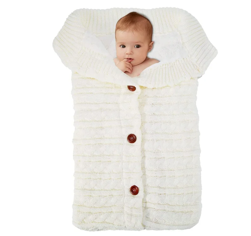 2022 Baby Wrap Swaddle Knit Sleeping Bag Warm Soft Cotton Batting For Crochet Baby Sleeping Bag Baby Wrap Blanket Sleeping Bag