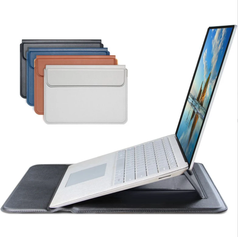 For Macbook 13'  Leather Sleeve With Stand Holder Easy Carry Case Bag