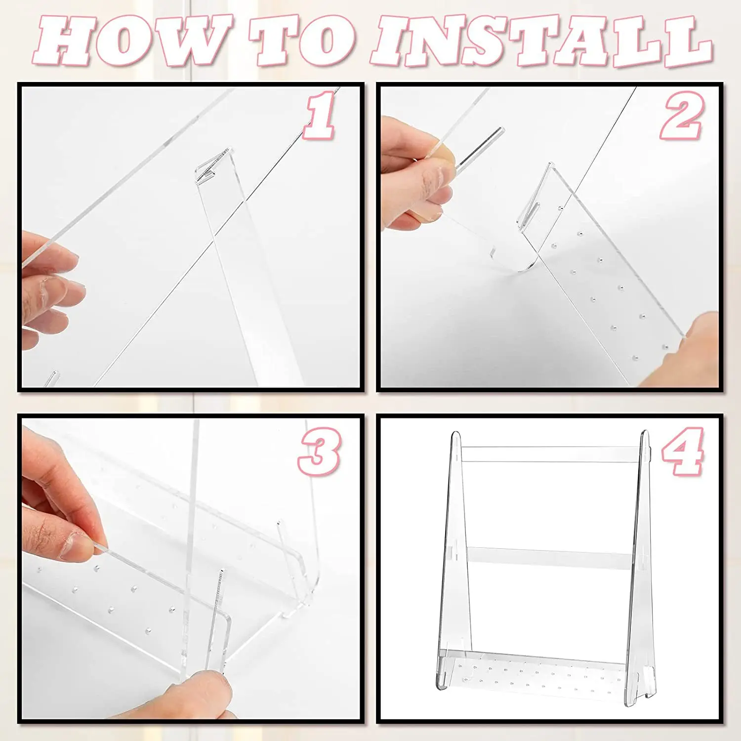 Detachable Iridescent Acrylic Earring Display With Hangers Jewelry Organizer Acrylic Earring Hanger Ear Stud Holder for Earrings