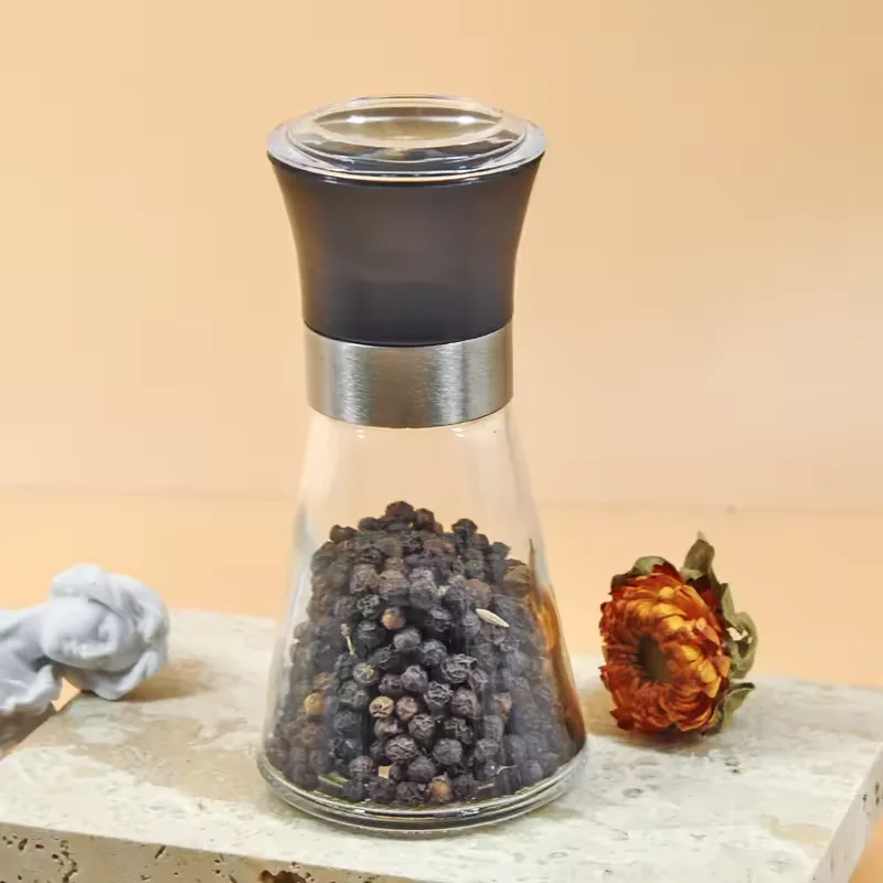 Mini Size 80ml Salt & Pepper Grinder Glass Jar, Pepper Salt Spices Seed Mill Grinder Glass Bottle